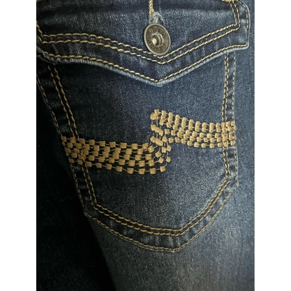 Red Rivet Three Button Stretch Distressed Blue Denim Jean Shorts Size Juniors 13